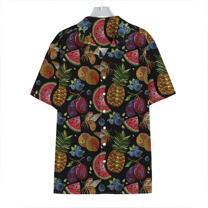 Embroidery Tropical Pattern Print Hawaiian Shirt