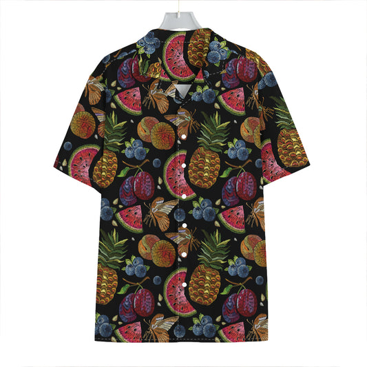 Embroidery Tropical Pattern Print Hawaiian Shirt