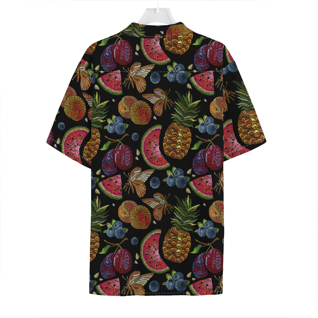 Embroidery Tropical Pattern Print Hawaiian Shirt