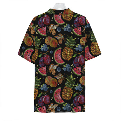 Embroidery Tropical Pattern Print Hawaiian Shirt