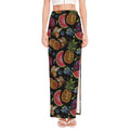 Embroidery Tropical Pattern Print High Slit Maxi Skirt