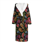 Embroidery Tropical Pattern Print Hooded Bathrobe