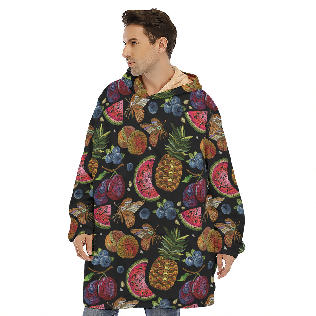 Embroidery Tropical Pattern Print Hoodie Blanket