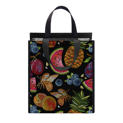 Embroidery Tropical Pattern Print Insulated Lunch Tote