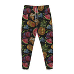 Embroidery Tropical Pattern Print Jogger Pants