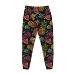 Embroidery Tropical Pattern Print Jogger Pants