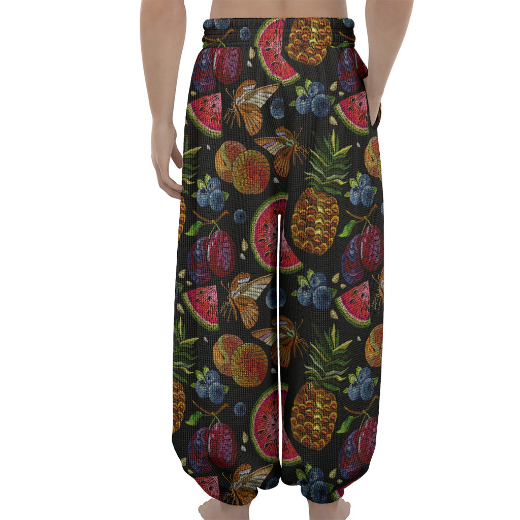 Embroidery Tropical Pattern Print Lantern Pants