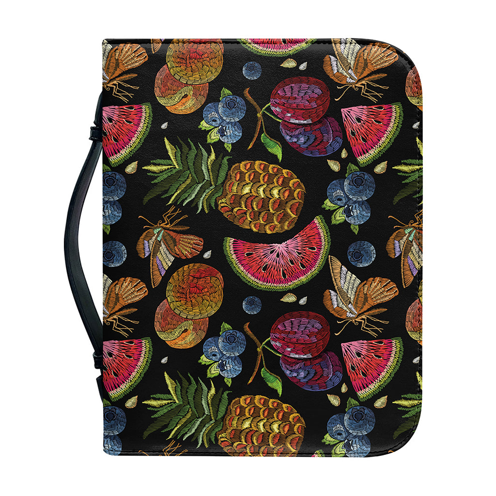 Embroidery Tropical Pattern Print Leather Bible Cover