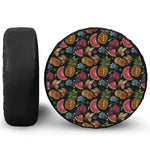 Embroidery Tropical Pattern Print Leather Spare Tire Cover