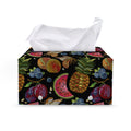 Embroidery Tropical Pattern Print Leather Tissue Box Cover