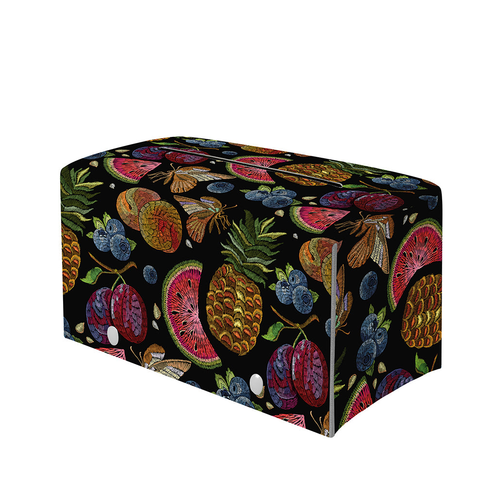 Embroidery Tropical Pattern Print Leather Tissue Box Cover