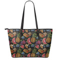 Embroidery Tropical Pattern Print Leather Tote Bag With Zipper