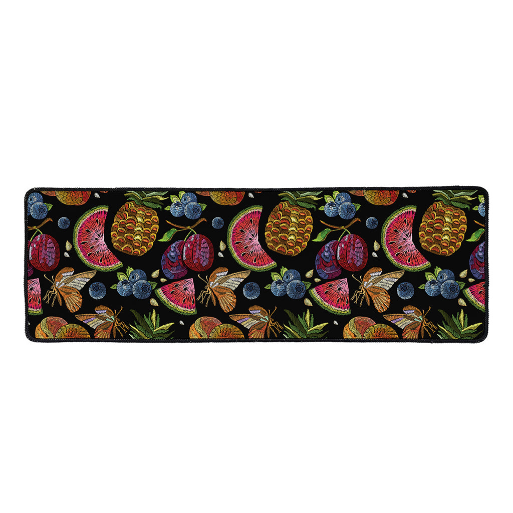 Embroidery Tropical Pattern Print Long Kitchen Mat