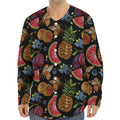 Embroidery Tropical Pattern Print Long Sleeve Baseball Jersey