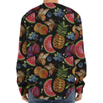 Embroidery Tropical Pattern Print Long Sleeve Baseball Jersey
