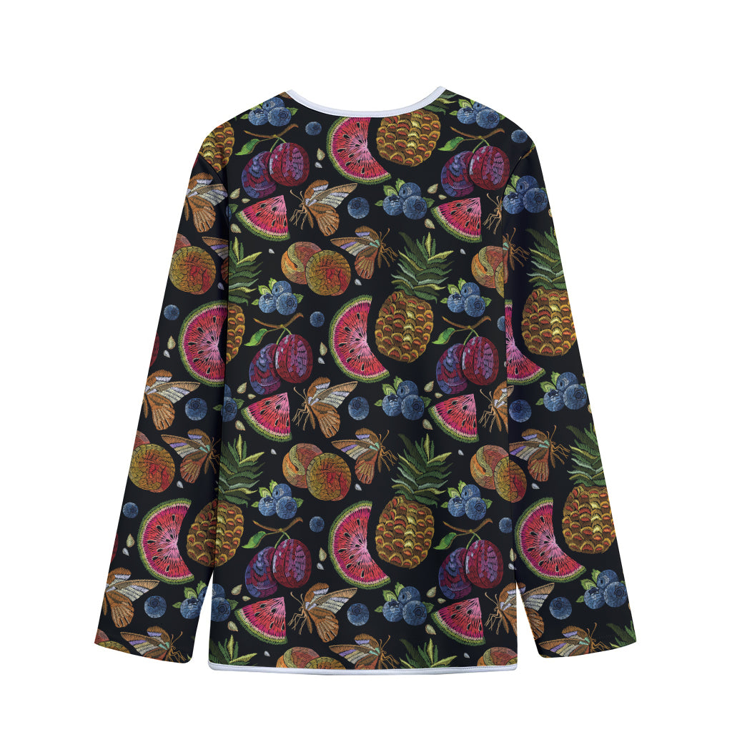 Embroidery Tropical Pattern Print Long Sleeve Short Coat