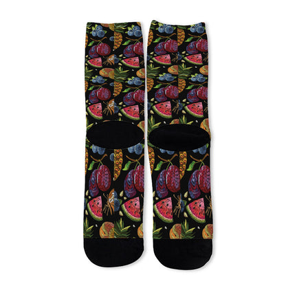 Embroidery Tropical Pattern Print Long Socks