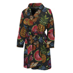 Embroidery Tropical Pattern Print Men's Bathrobe