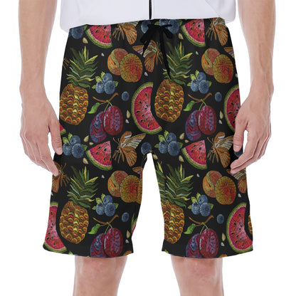 Embroidery Tropical Pattern Print Men's Beach Shorts