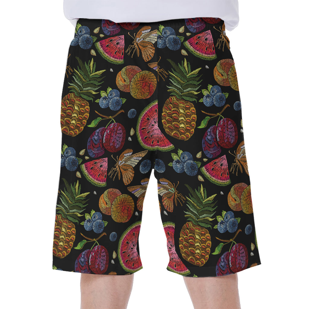 Embroidery Tropical Pattern Print Men's Beach Shorts