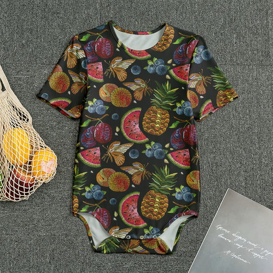 Embroidery Tropical Pattern Print Men's Bodysuit