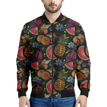 Embroidery Tropical Pattern Print Men's Bomber Jacket