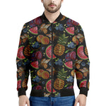 Embroidery Tropical Pattern Print Men's Bomber Jacket