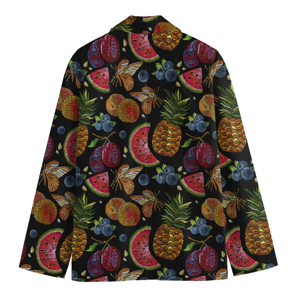Embroidery Tropical Pattern Print Men's Cotton Blazer