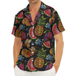 Embroidery Tropical Pattern Print Men's Deep V-Neck Shirt