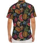 Embroidery Tropical Pattern Print Men's Deep V-Neck Shirt