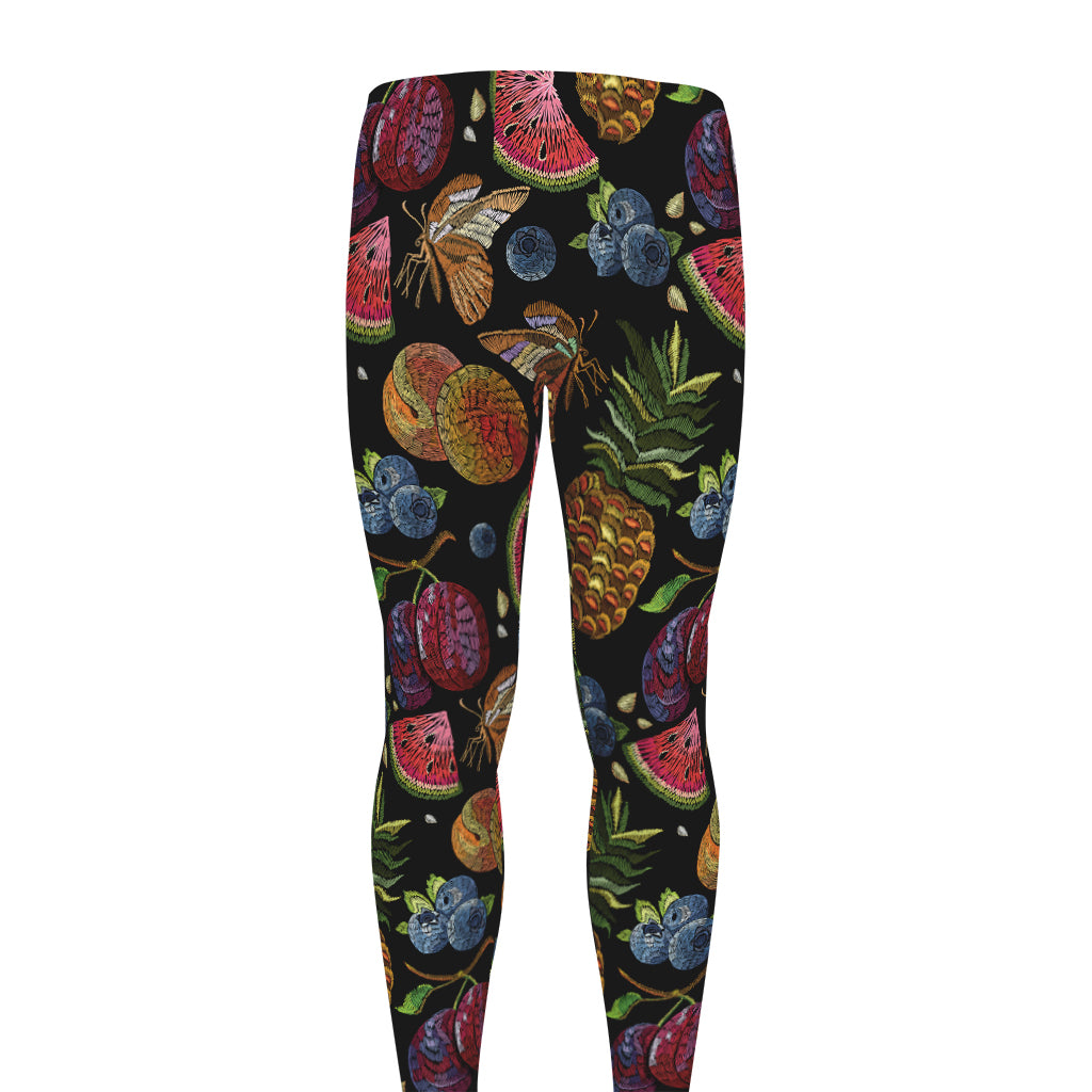 Embroidery Tropical Pattern Print Men's leggings