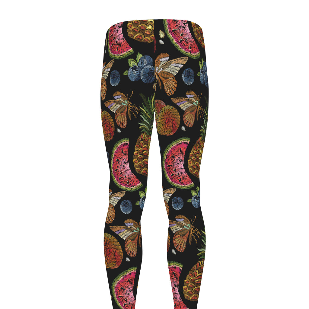 Embroidery Tropical Pattern Print Men's leggings
