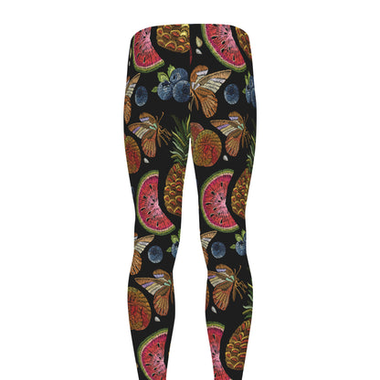 Embroidery Tropical Pattern Print Men's leggings