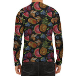 Embroidery Tropical Pattern Print Men's Long Sleeve Rash Guard
