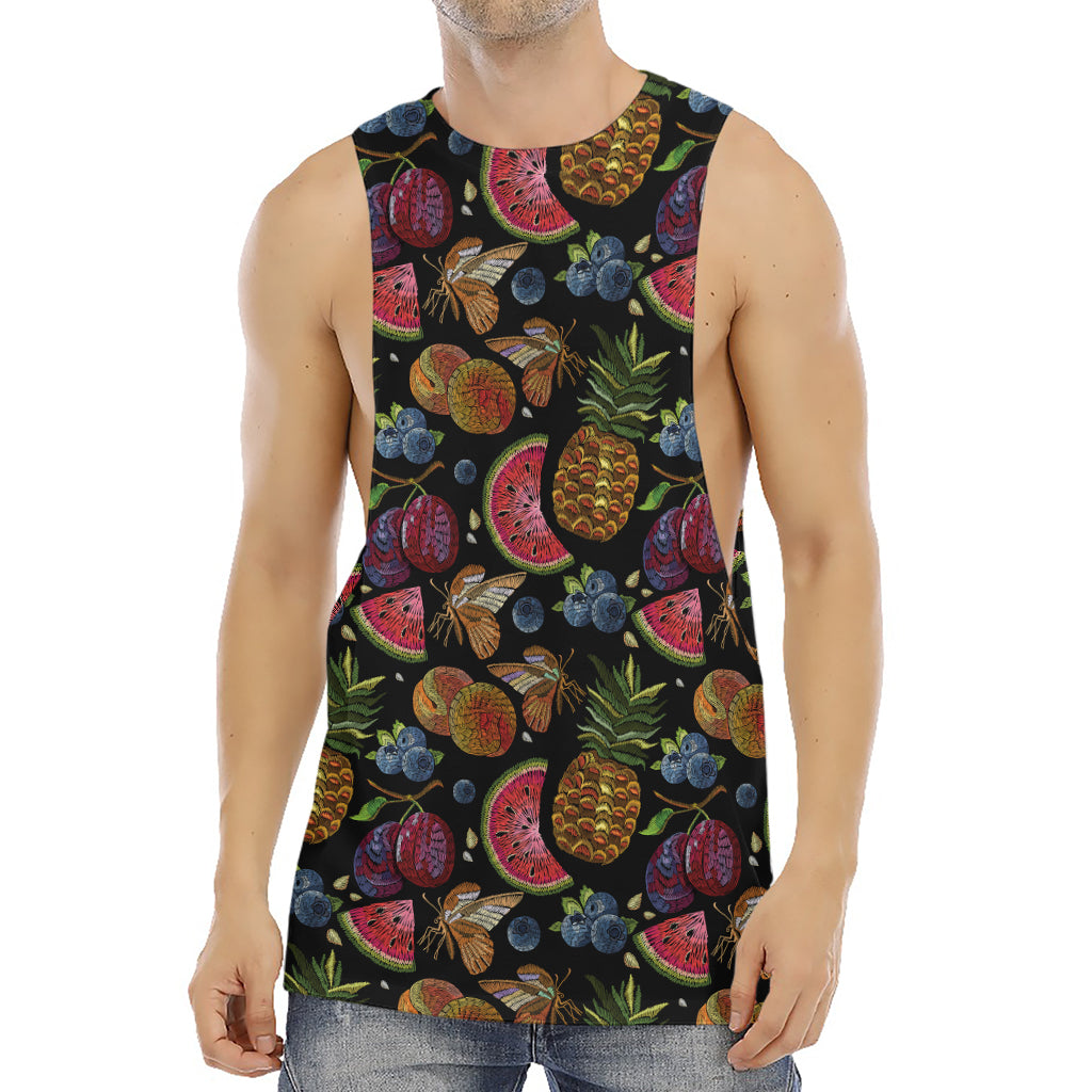 Embroidery Tropical Pattern Print Men's Muscle Tank Top