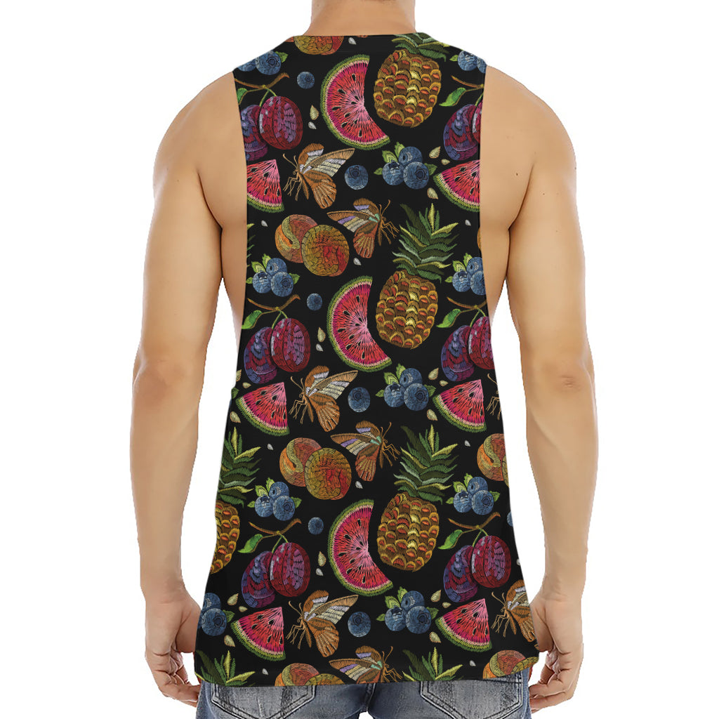 Embroidery Tropical Pattern Print Men's Muscle Tank Top