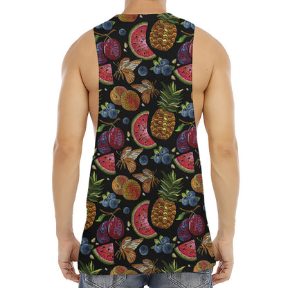 Embroidery Tropical Pattern Print Men's Muscle Tank Top