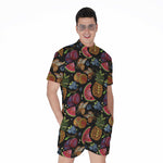 Embroidery Tropical Pattern Print Men's Rompers