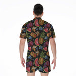 Embroidery Tropical Pattern Print Men's Rompers