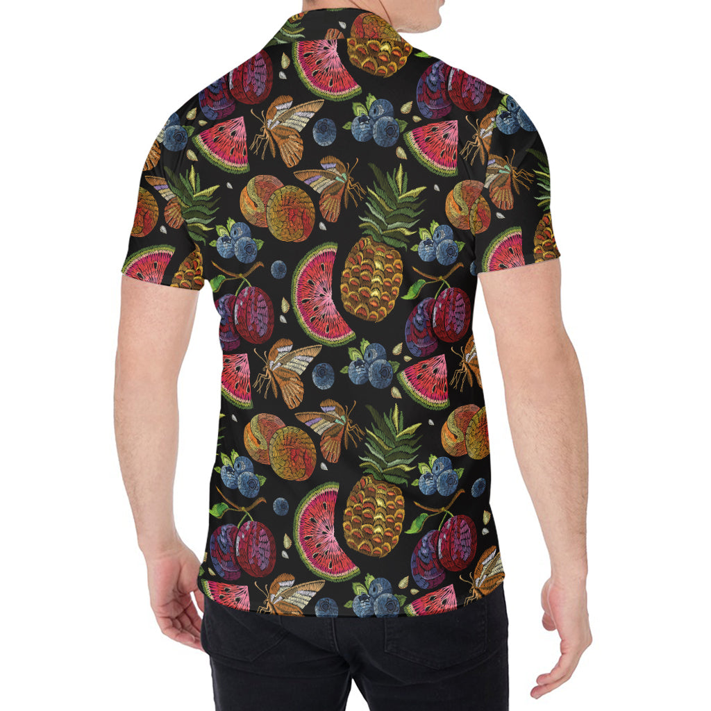 Embroidery Tropical Pattern Print Men's Shirt
