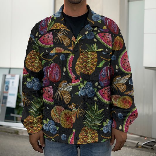 Embroidery Tropical Pattern Print Men's Shirt Jacket
