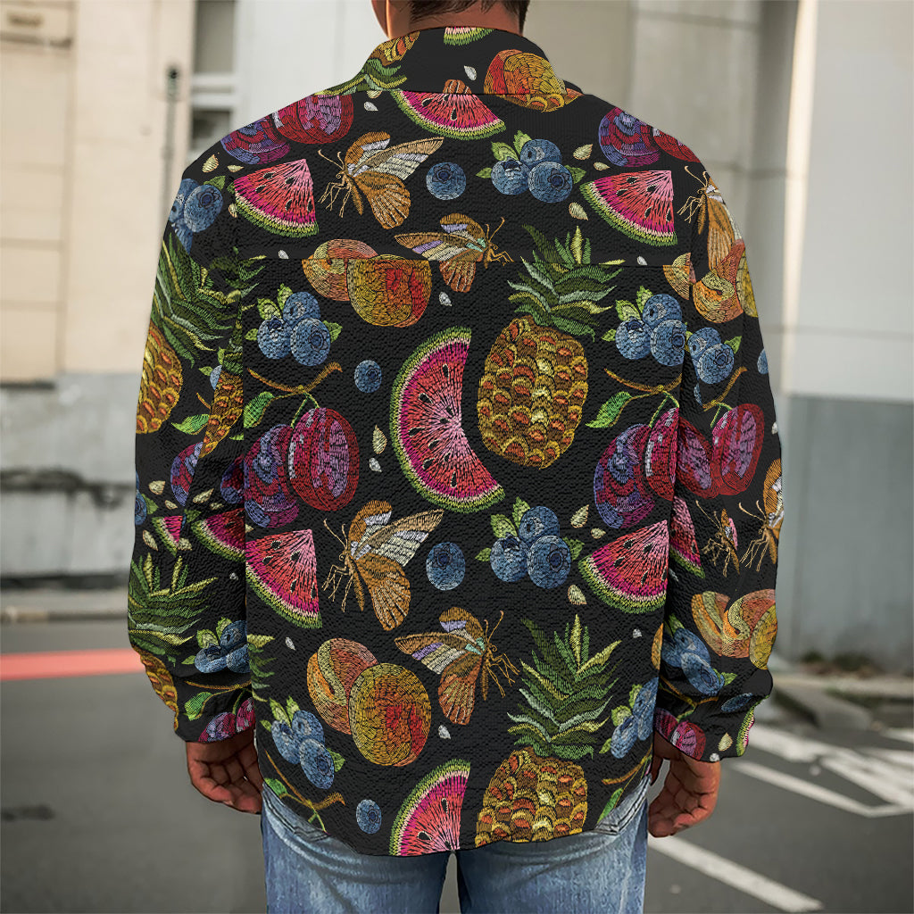 Embroidery Tropical Pattern Print Men's Shirt Jacket