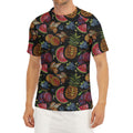 Embroidery Tropical Pattern Print Men's Short Sleeve Rash Guard