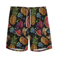 Embroidery Tropical Pattern Print Men's Athletic Shorts
