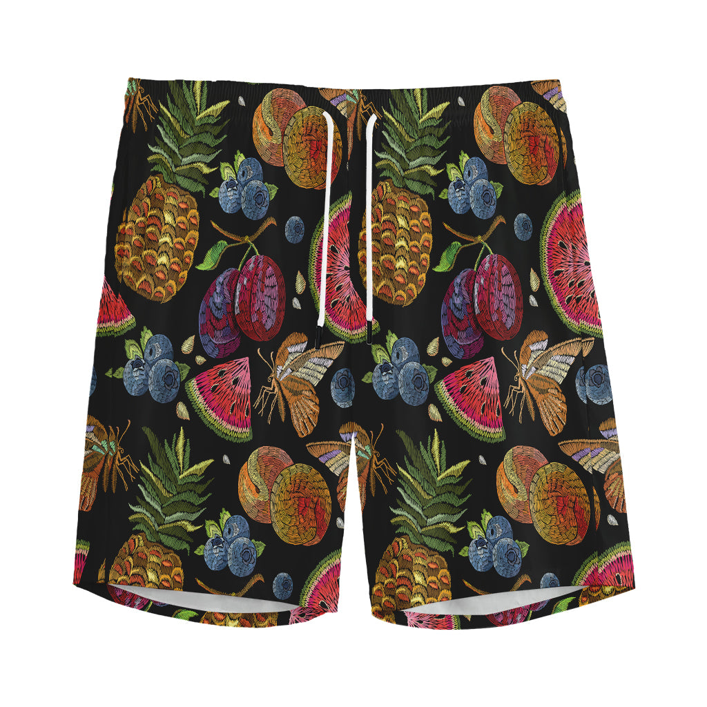 Embroidery Tropical Pattern Print Men's Sports Shorts