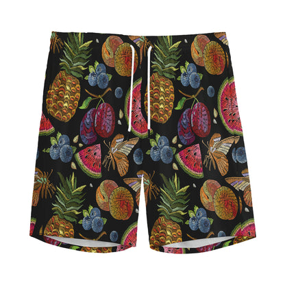 Embroidery Tropical Pattern Print Men's Sports Shorts