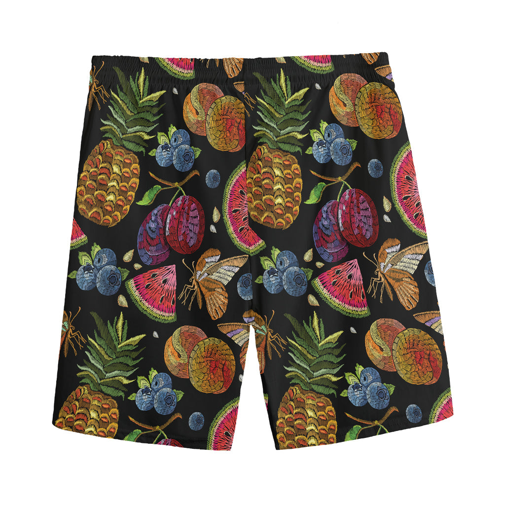 Embroidery Tropical Pattern Print Men's Sports Shorts