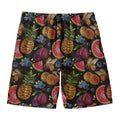 Embroidery Tropical Pattern Print Men's Swim Trunks