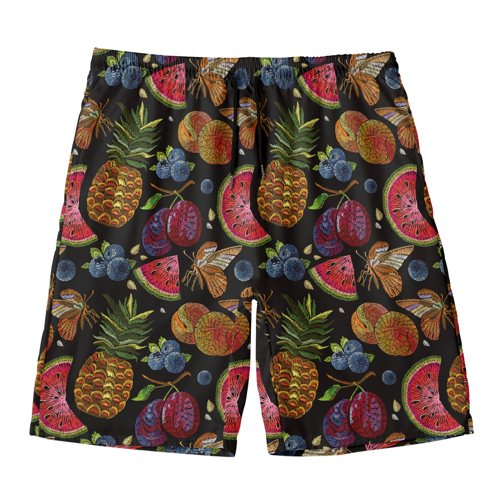 Embroidery Tropical Pattern Print Men's Swim Trunks
