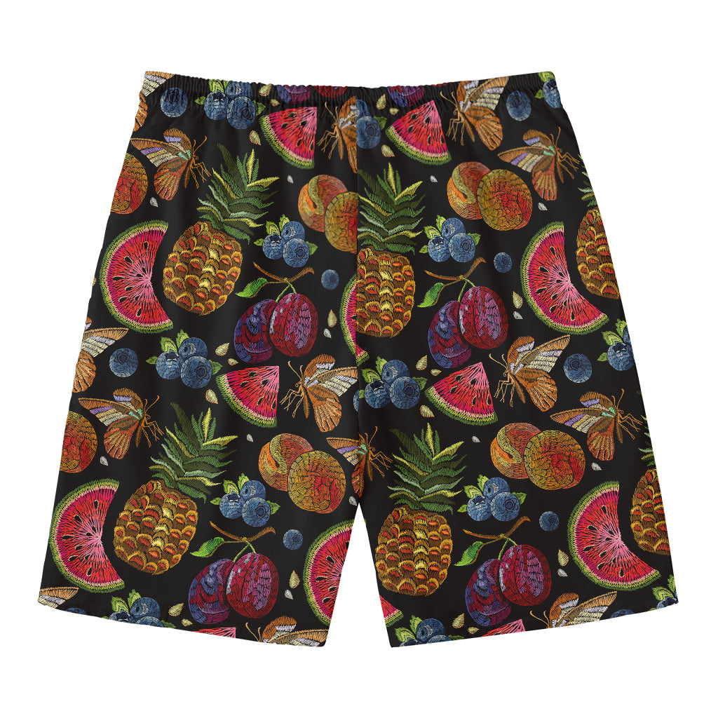 Embroidery Tropical Pattern Print Men's Swim Trunks